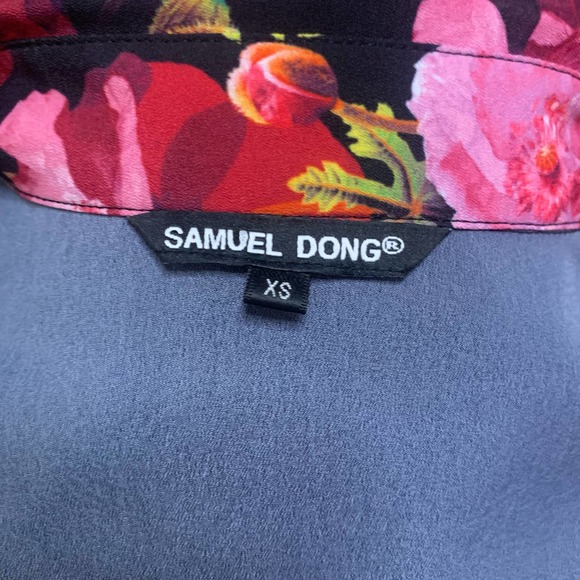 Samuel Dong Floral Dress Button Down Cold Shoulder XS - Picture 4 of 10